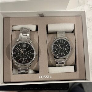 Fossil His and Her Multifunction Stainless Steel Watch Set